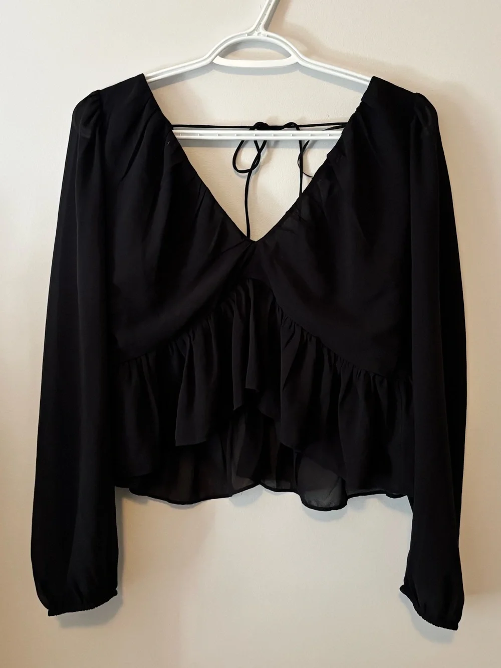 H&M black sheer longsleeve top size M - Picture 1 of 3